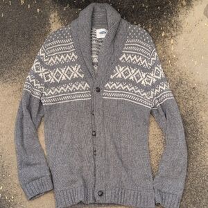Old Navy Gray and White Men's Cardigan